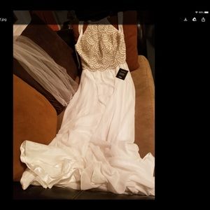 White maxi bridal dress.